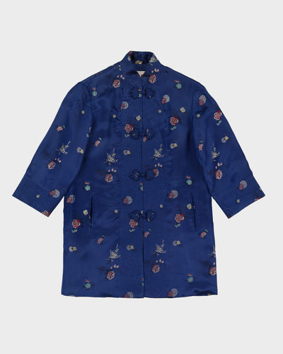 Peony Brand Blue Brocade Cheongsam Style Jacket - S