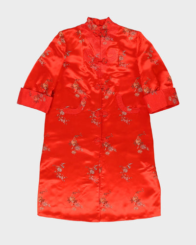 1980s Red Brocade Cheongsam Style Coat Jacket - M