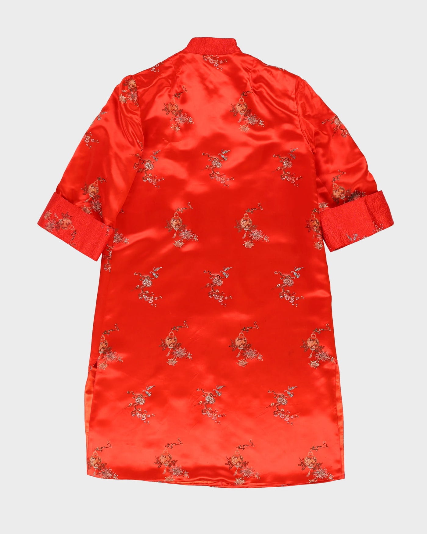 1980s Red Brocade Cheongsam Style Coat Jacket - M