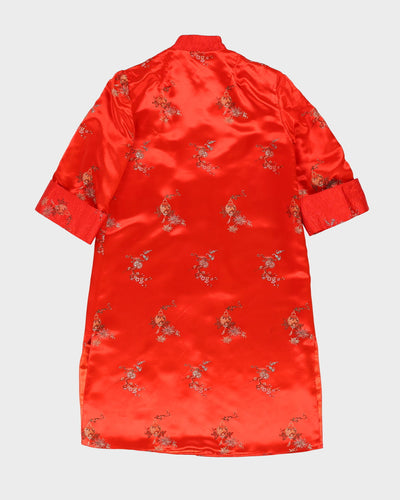 1980s Red Brocade Cheongsam Style Coat Jacket - M