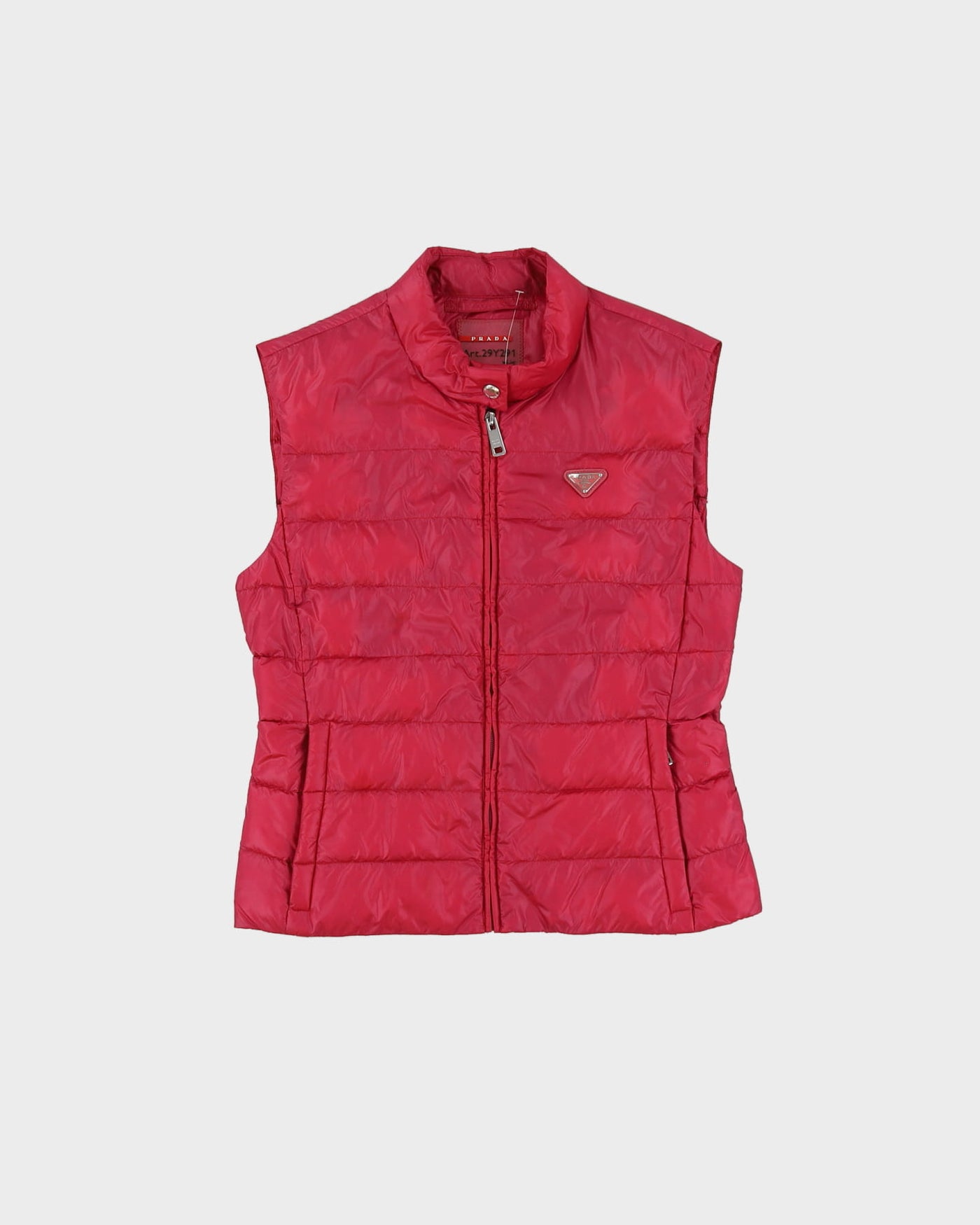 Vintage 90s Prada Pink Sleeveless Gilet Puffer Jacket - S