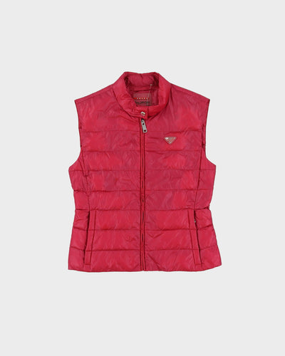 Vintage 90s Prada Pink Sleeveless Gilet Puffer Jacket - S