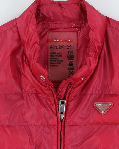 Vintage 90s Prada Pink Sleeveless Gilet Puffer Jacket - S