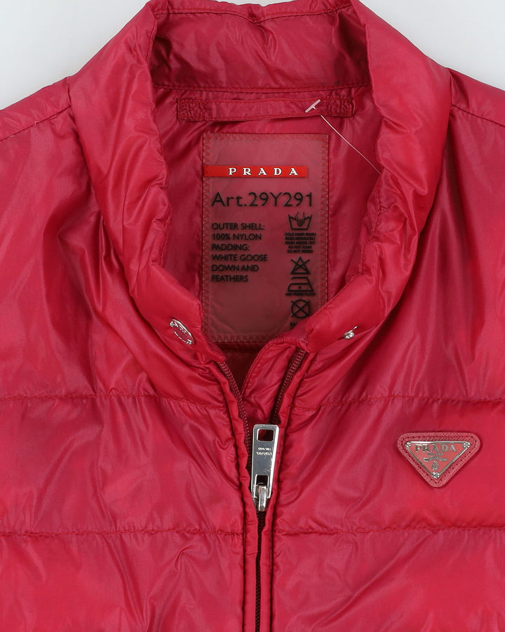 Vintage 90s Prada Pink Sleeveless Gilet Puffer Jacket - S