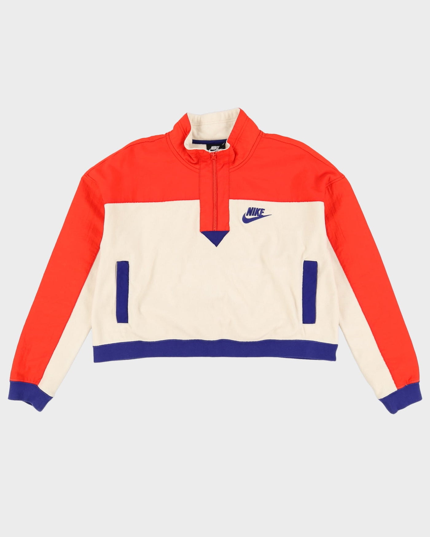 Nike Cream / Orange Half-Zip Track Jacket - M