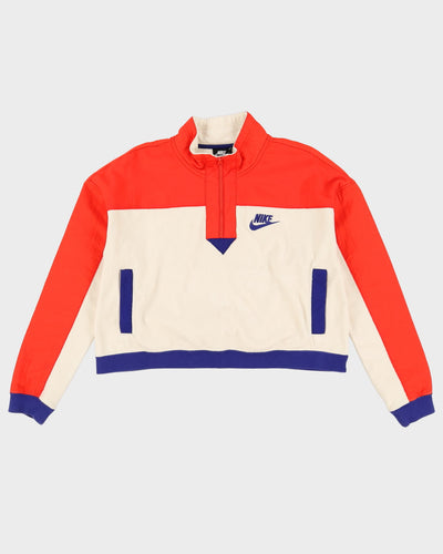 Nike Cream / Orange Half-Zip Track Jacket - M