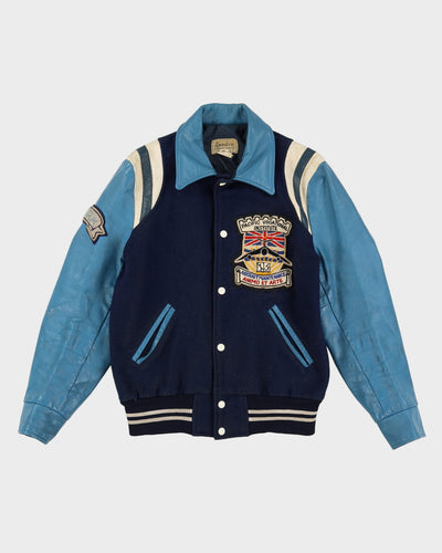 Vintage 50s Blue Baseball Varsity / Leather Jacket - L