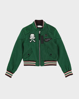 Coach Green Satin Cropped Bomber / Varsity Jacket - XS