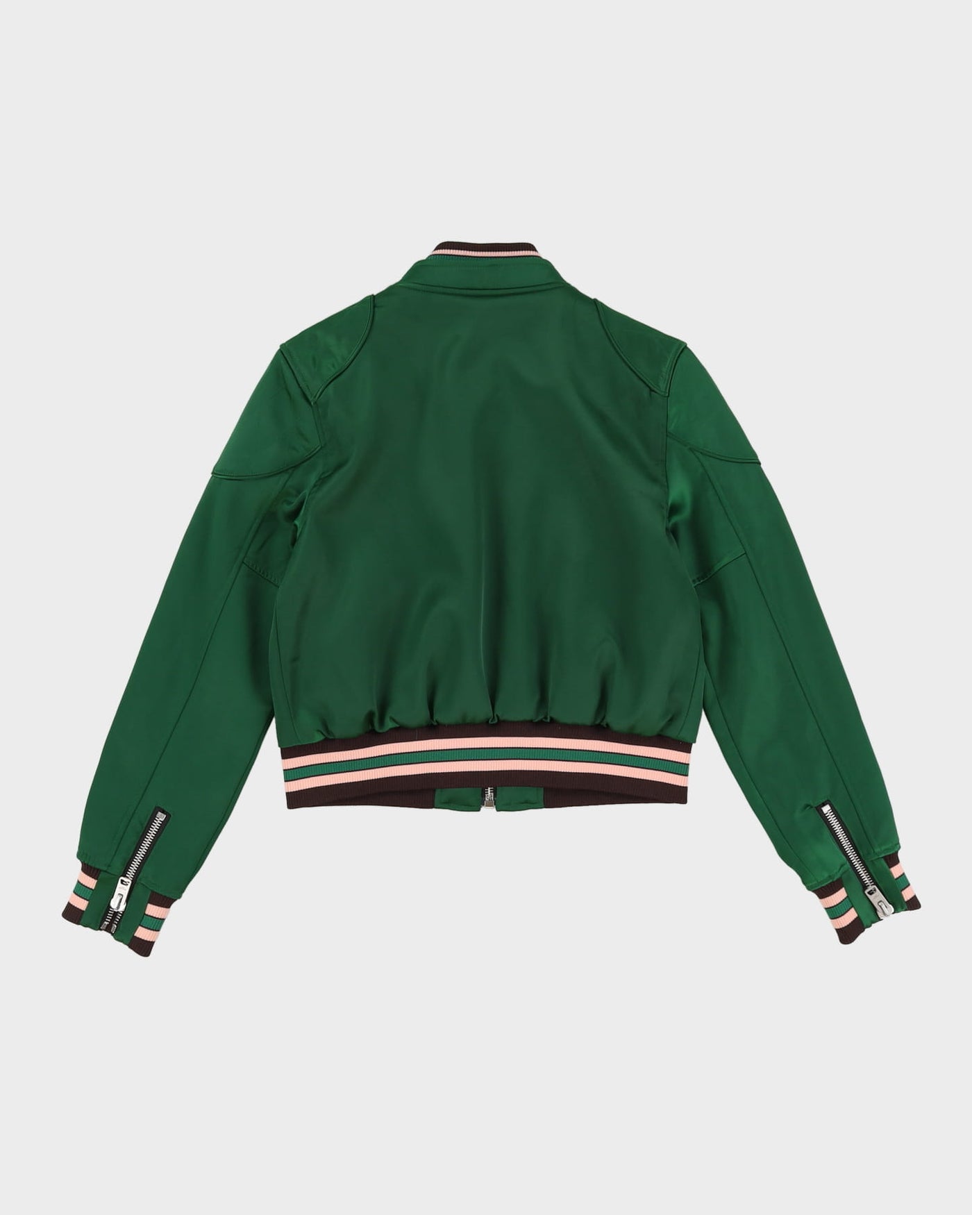 Coach Green Satin Cropped Bomber / Varsity Jacket - XS