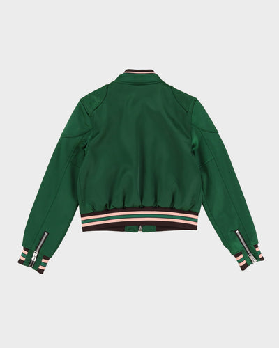 Coach Green Satin Cropped Bomber / Varsity Jacket - XS