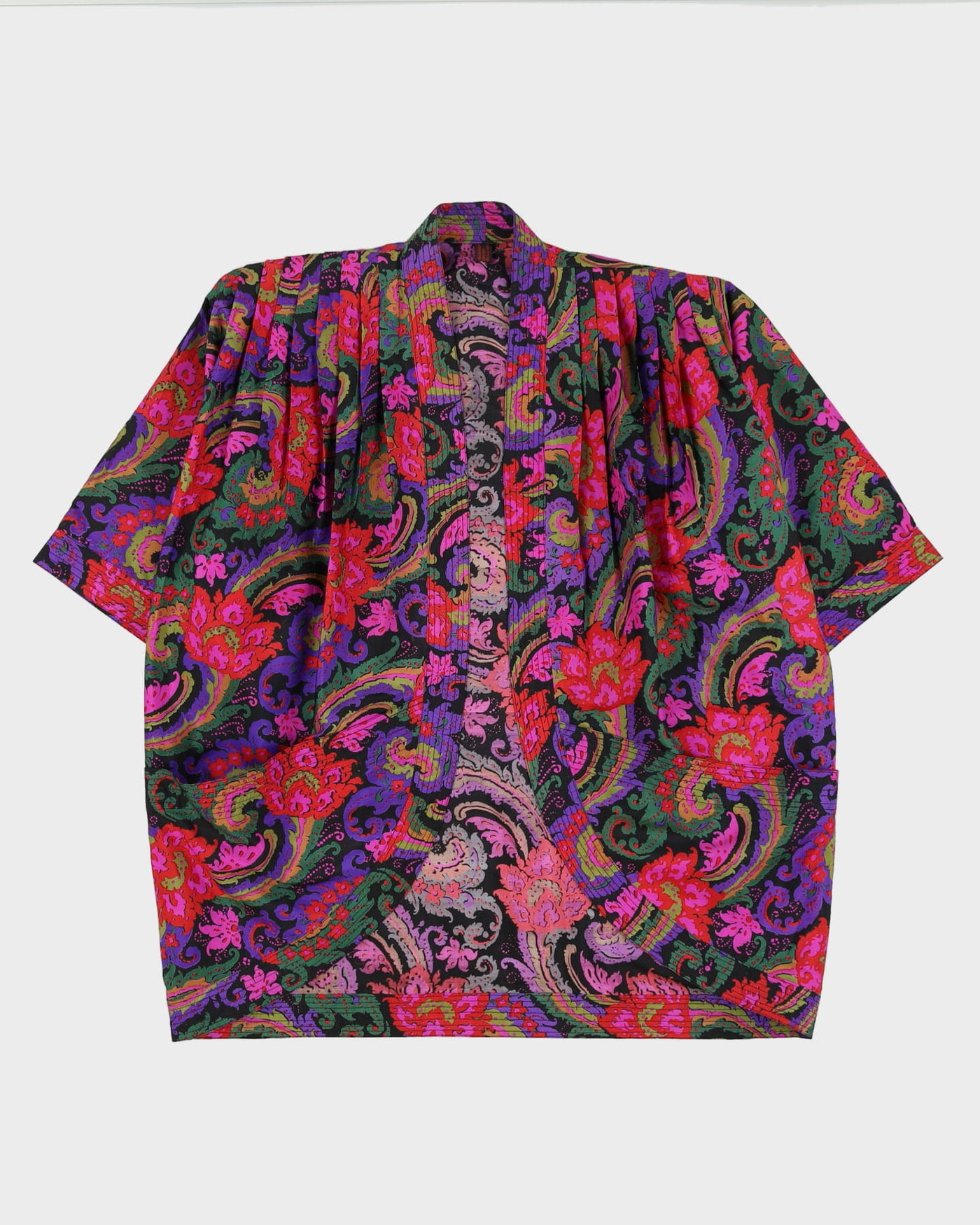 Thai Silk Black Patterned Jacket - L