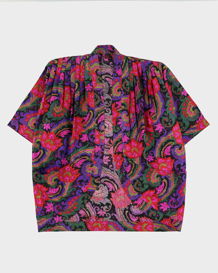 Thai Silk Black Patterned Jacket - L
