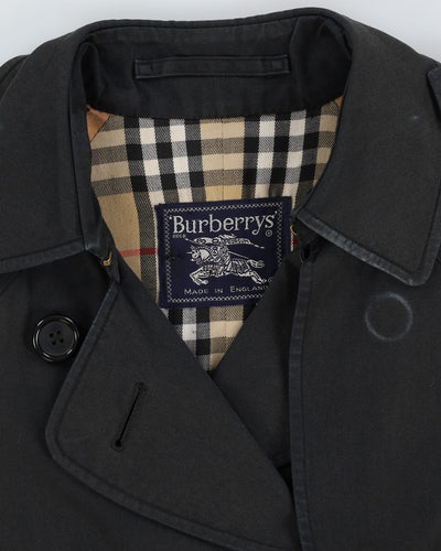 Vintage 1980s Burberry London Black Mac Jacket -  S