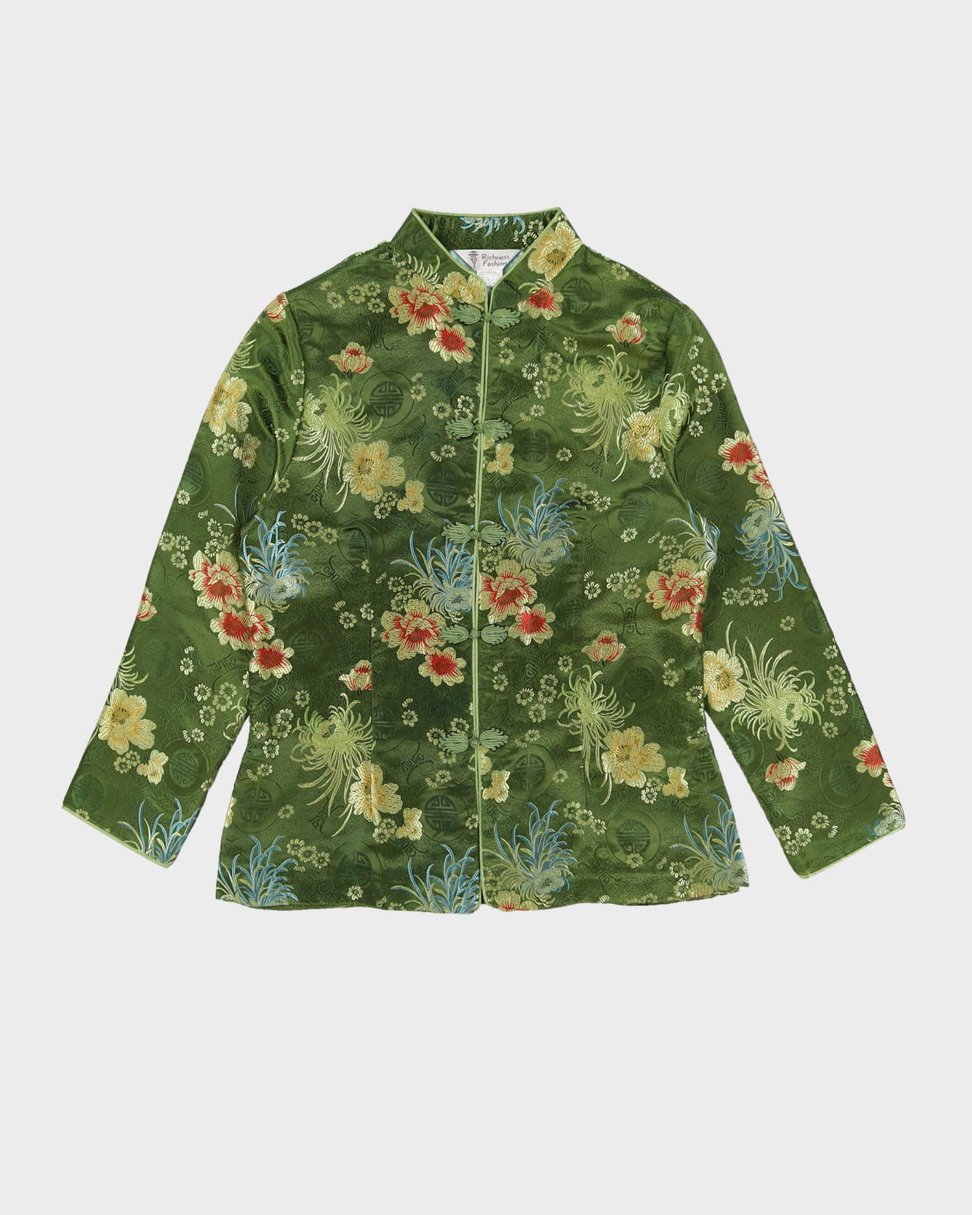 Green Brocade Cheongsam Style Jacket - S