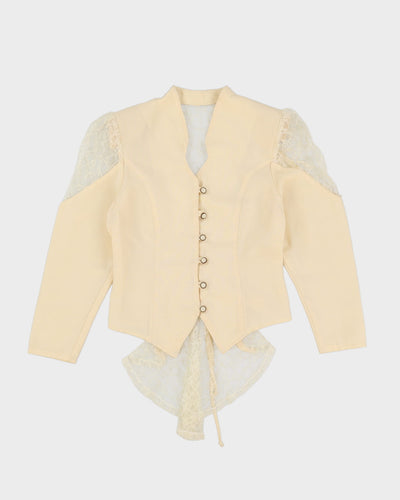 Vintage 1990s Cream With Lace Detailed Back Jacket - S