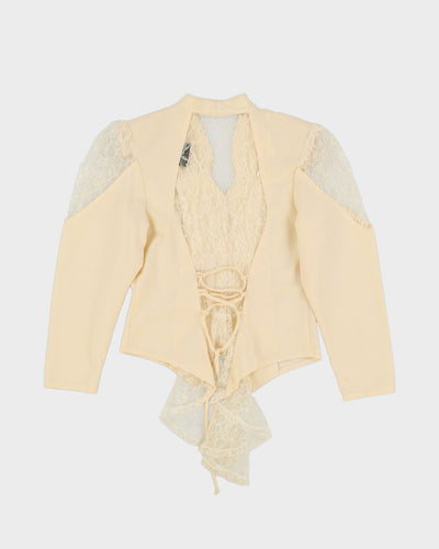 Vintage 1990s Cream With Lace Detailed Back Jacket - S