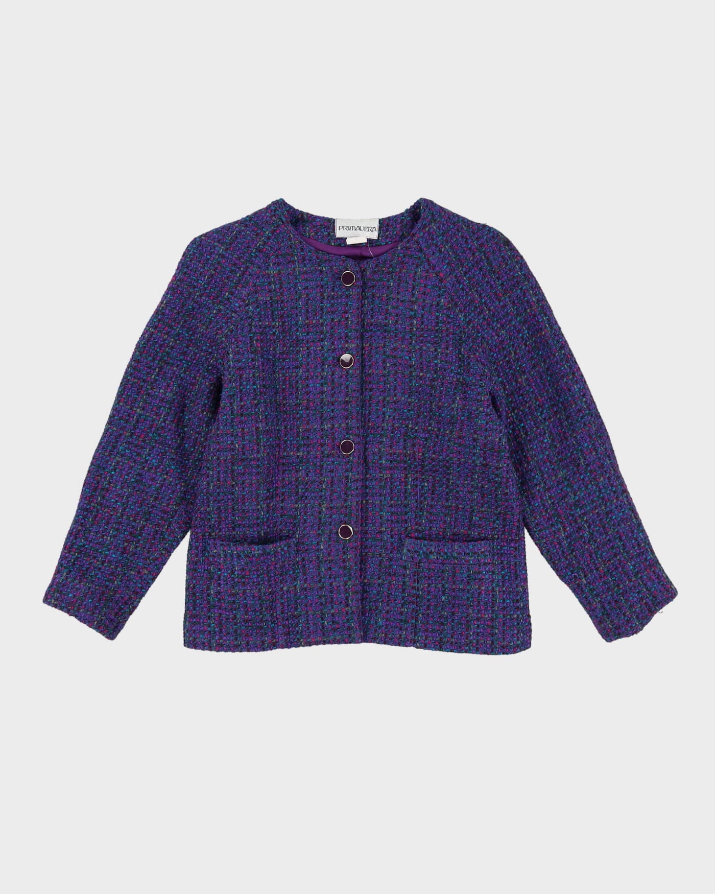 00s Purple Tweed Blazer Jacket - S