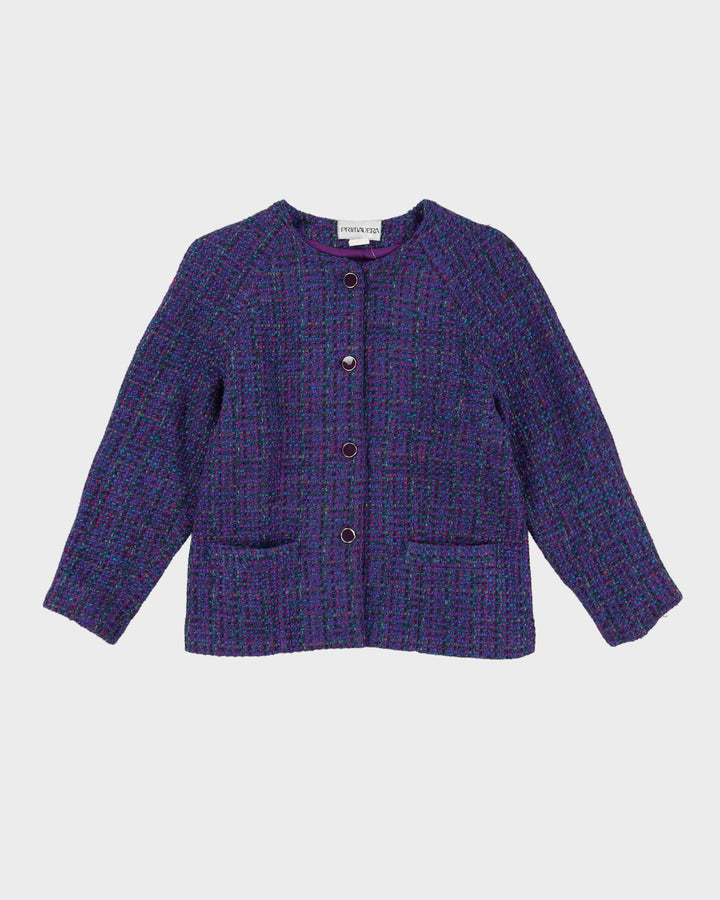 00s Purple Tweed Blazer Jacket - S