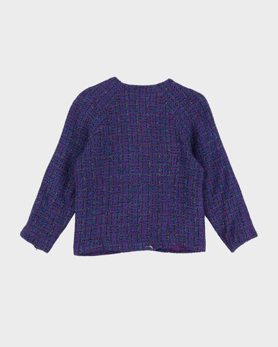 00s Purple Tweed Blazer Jacket - S