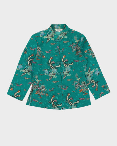 Green Patterned Cheongsam Style Jacket - S