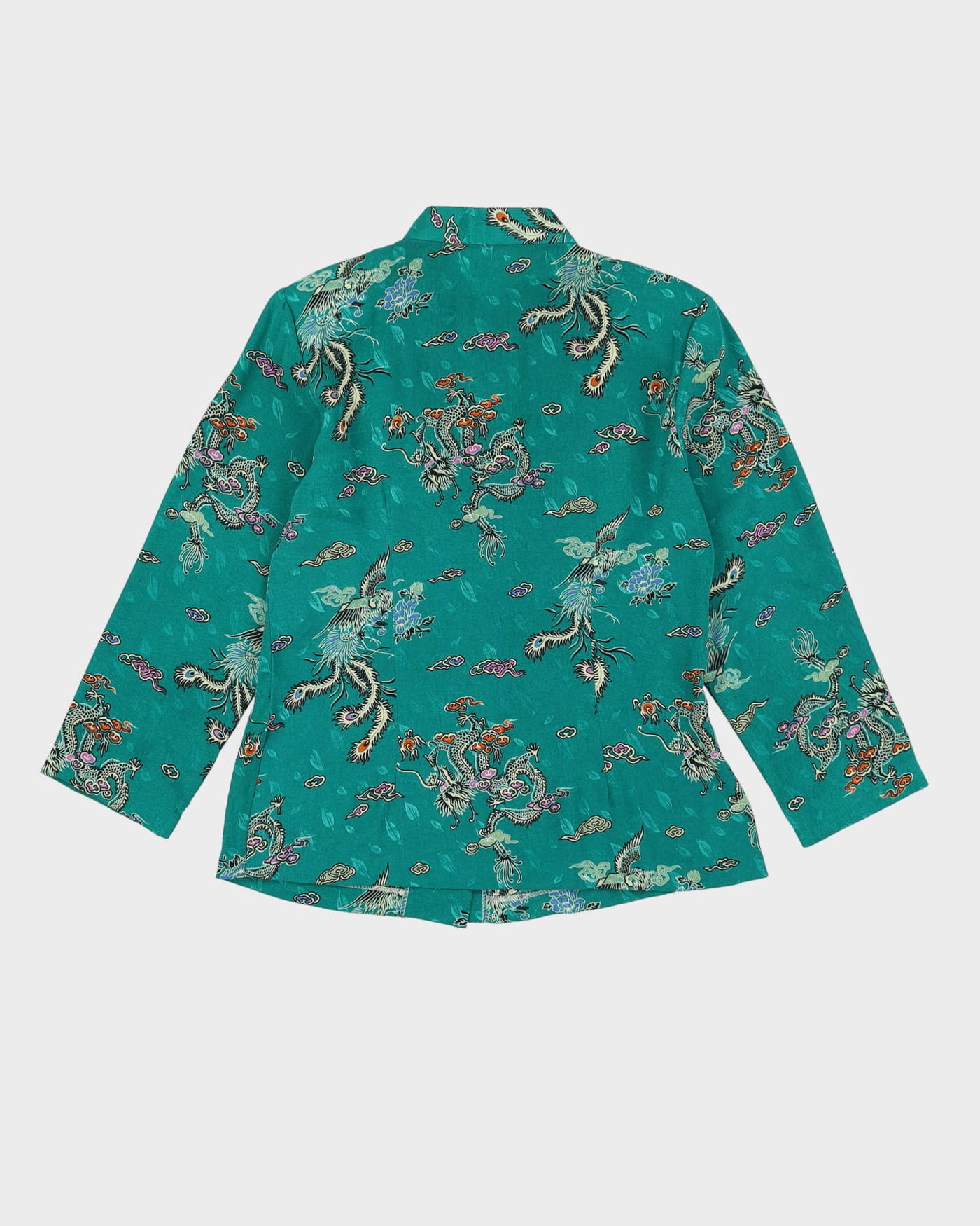 Green Patterned Cheongsam Style Jacket - S