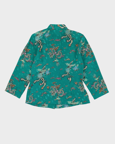 Green Patterned Cheongsam Style Jacket - S