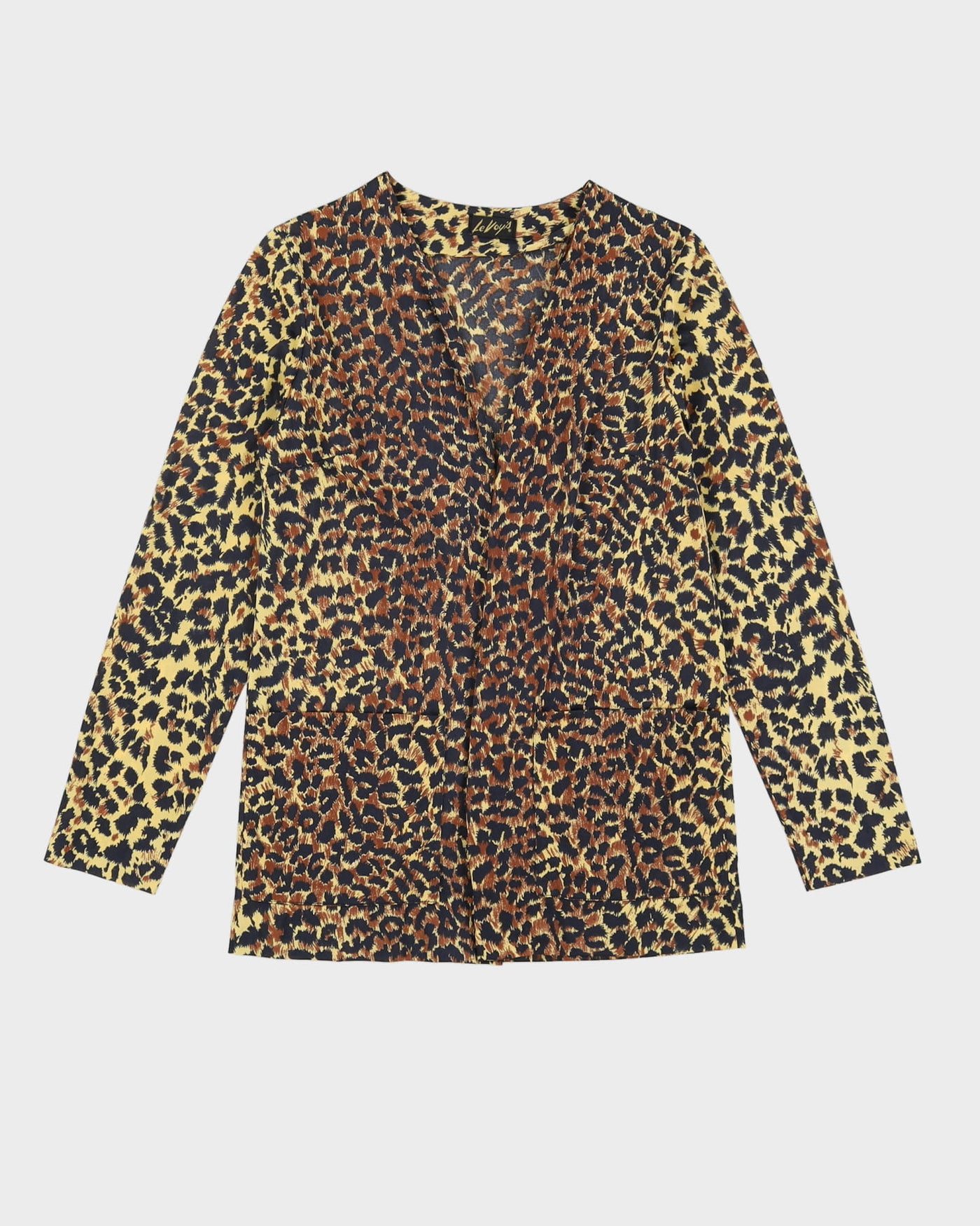Vintage 1970s Leopard Print Loungewear Jacket - S