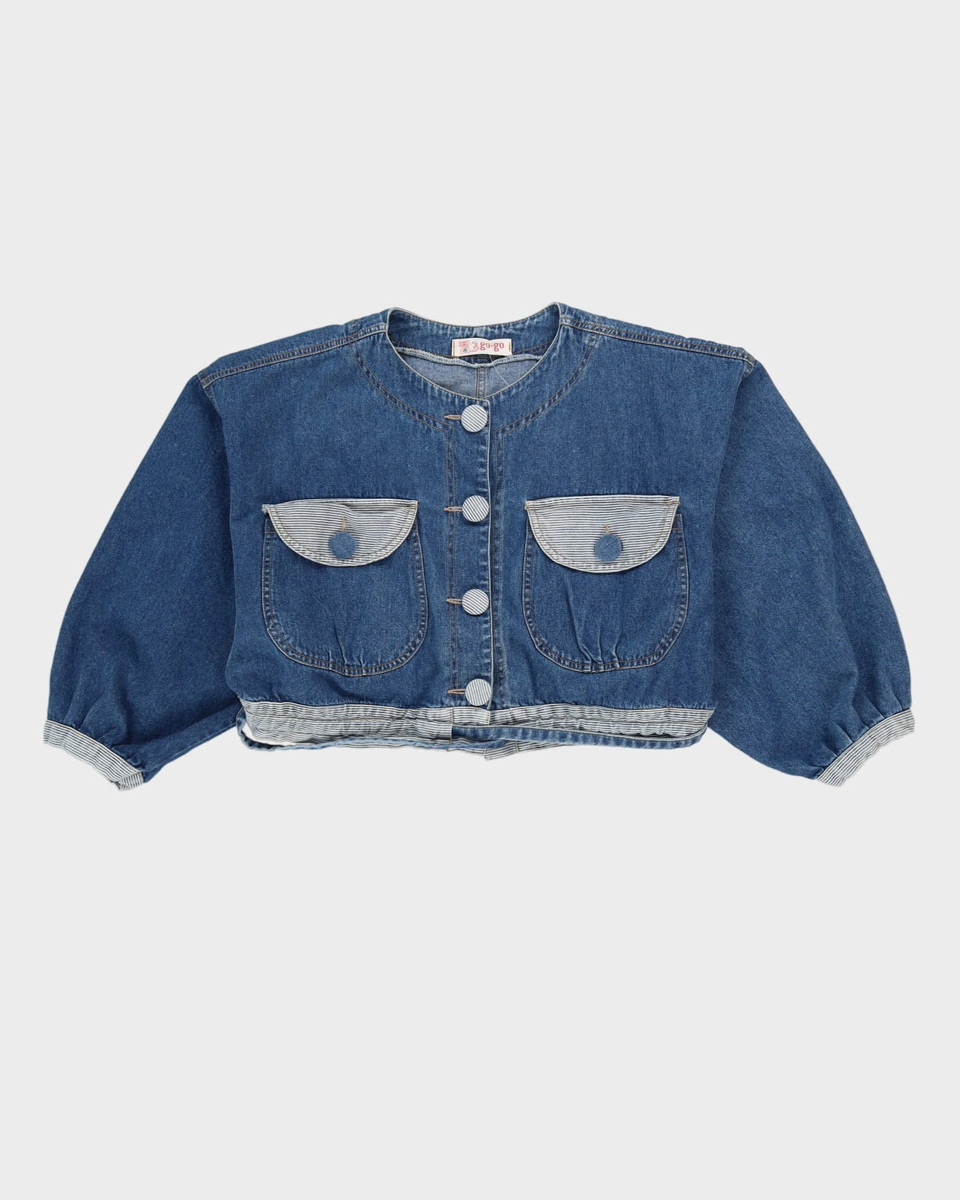 Y2K Blue Cropped Denim Jacket - L