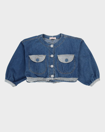 Y2K Blue Cropped Denim Jacket - L