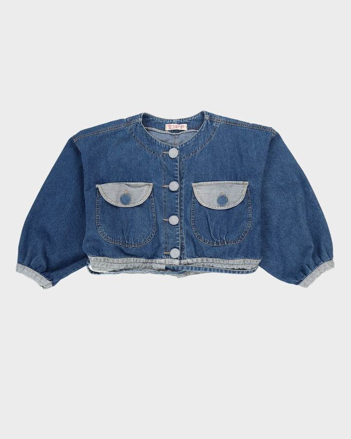 Y2K Blue Cropped Denim Jacket - L