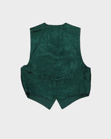 Vintage 1980s Western Dark Green Suede Fringe Waistcoat - M