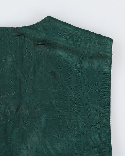 Vintage 1980s Western Dark Green Suede Fringe Waistcoat - M