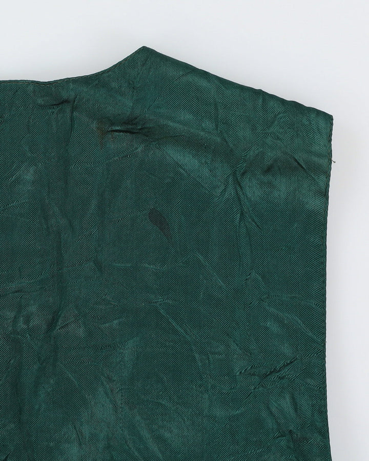 Vintage 1980s Western Dark Green Suede Fringe Waistcoat - M