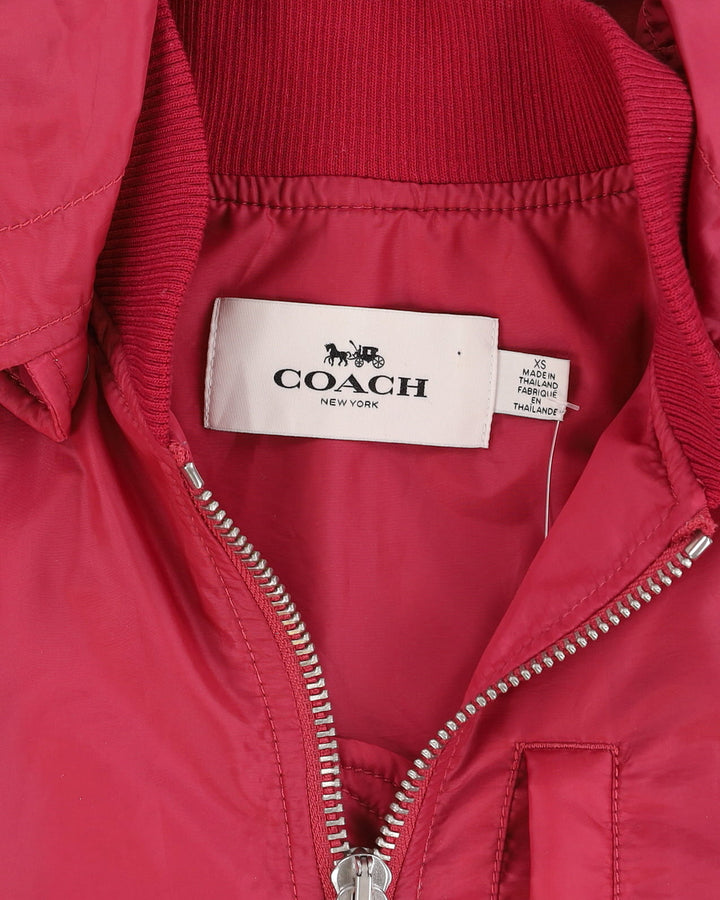 Coach Pink Hooded Anorak / Bomber Jacket - L