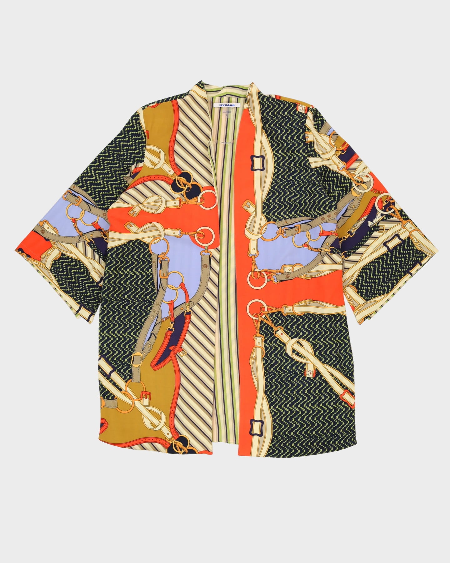 Y2K Nygard Patterned Long Jacket - L