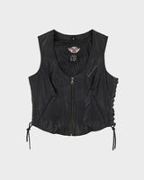 Harley Davidson Black Leather Waistcoat - S