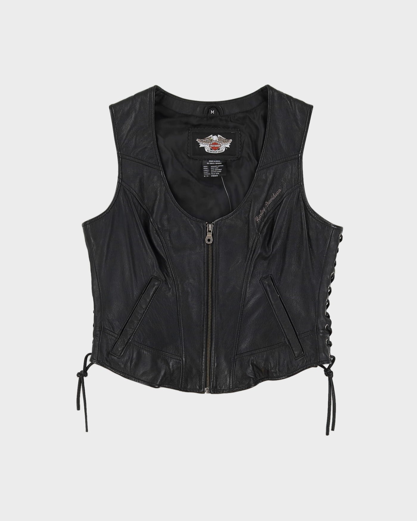 Harley Davidson Black Leather Waistcoat - S