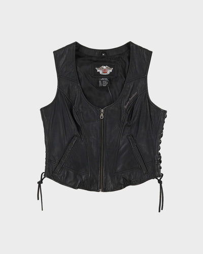 Harley Davidson Black Leather Waistcoat - S