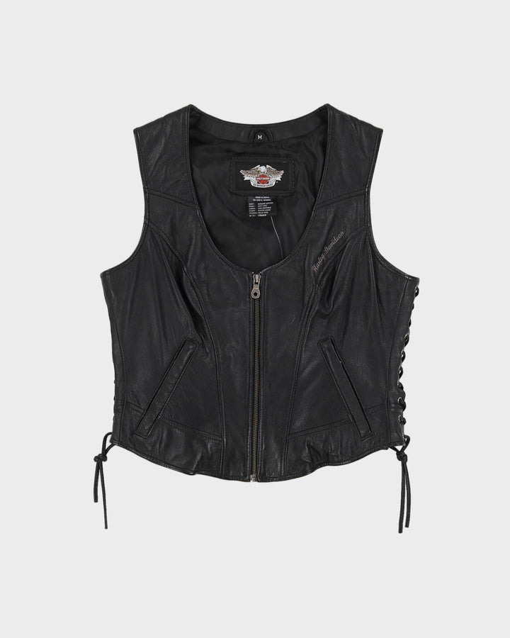 Harley Davidson Black Leather Waistcoat - S
