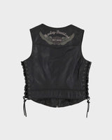 Harley Davidson Black Leather Waistcoat - S