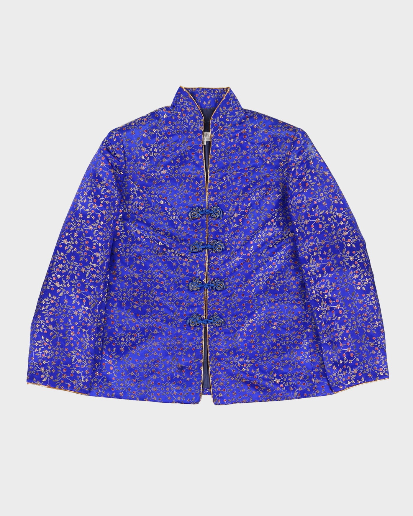 Blue With Gold Brocade Cheongsam Style Jacket - M