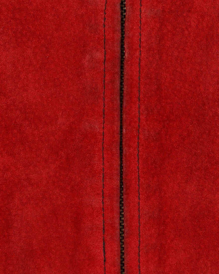 00s Grey And Red Suede Bomber Jacket - M