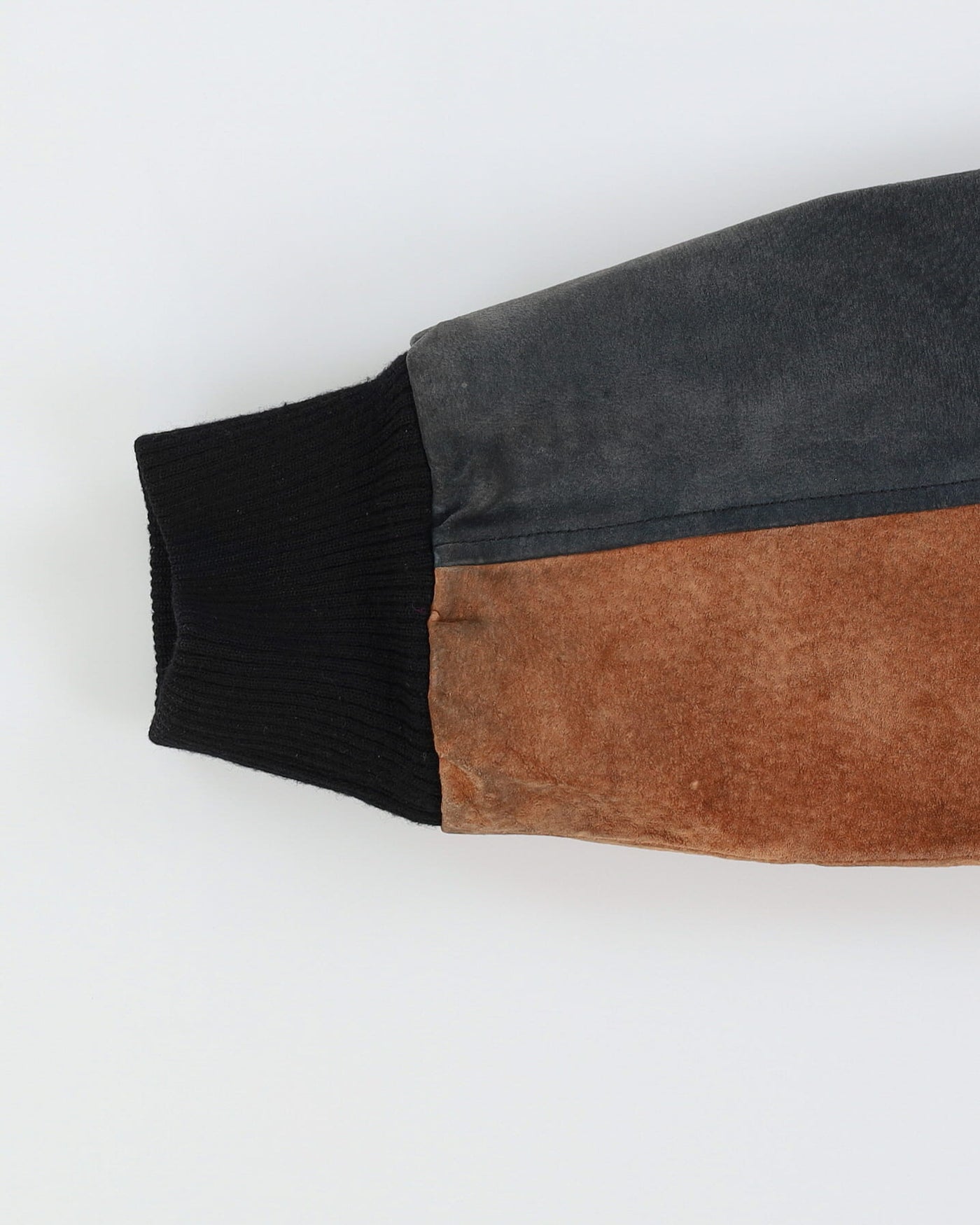 00s Grey And Red Suede Bomber Jacket - M