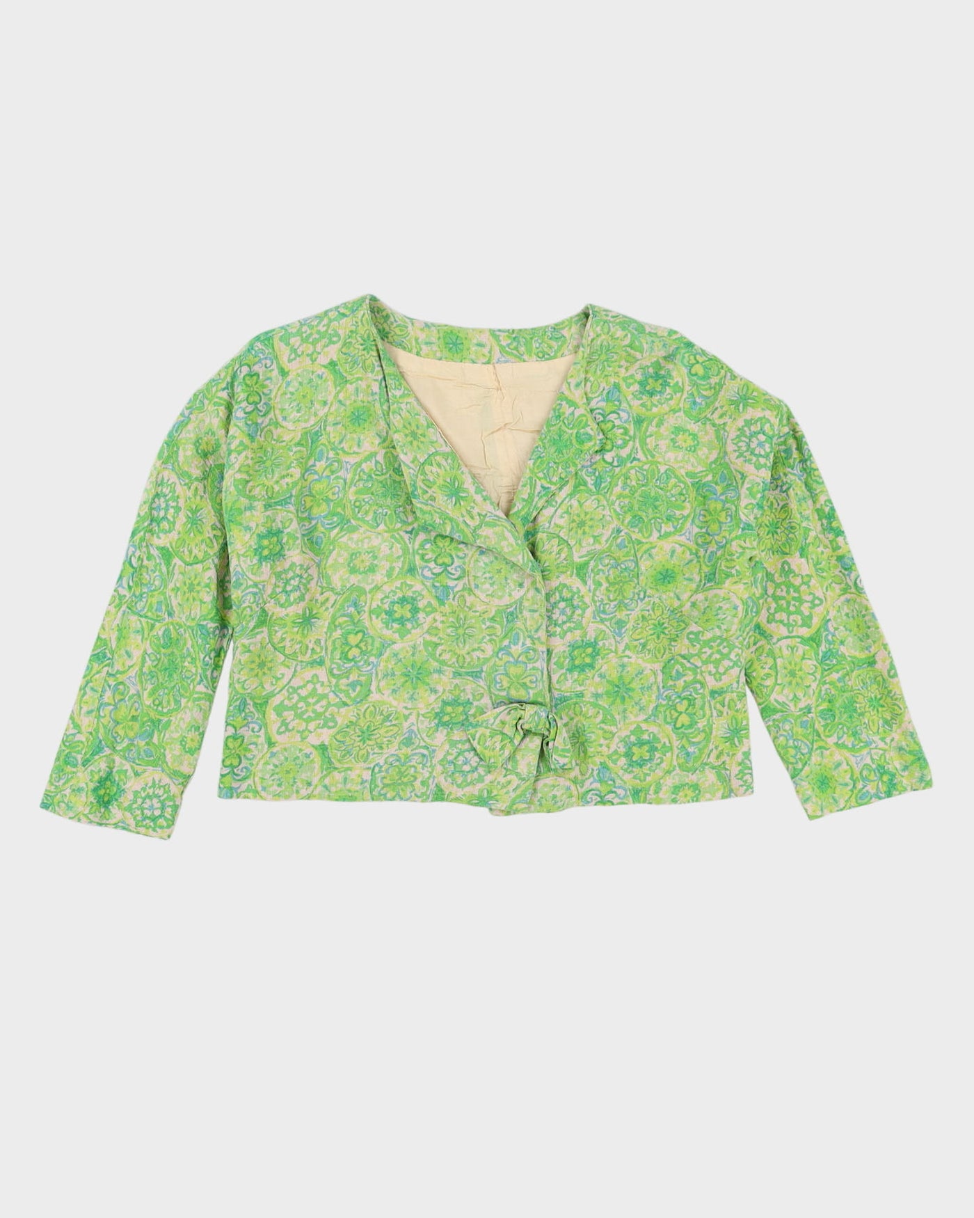 Vintage 1960s Green Cropped Blazer Jacket - S