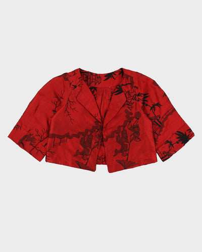 Cropped Red Patterned Evening Jacket - S