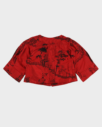 Cropped Red Patterned Evening Jacket - S