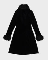Betsey Johnson Black Velvet Embroidered Coat - XS