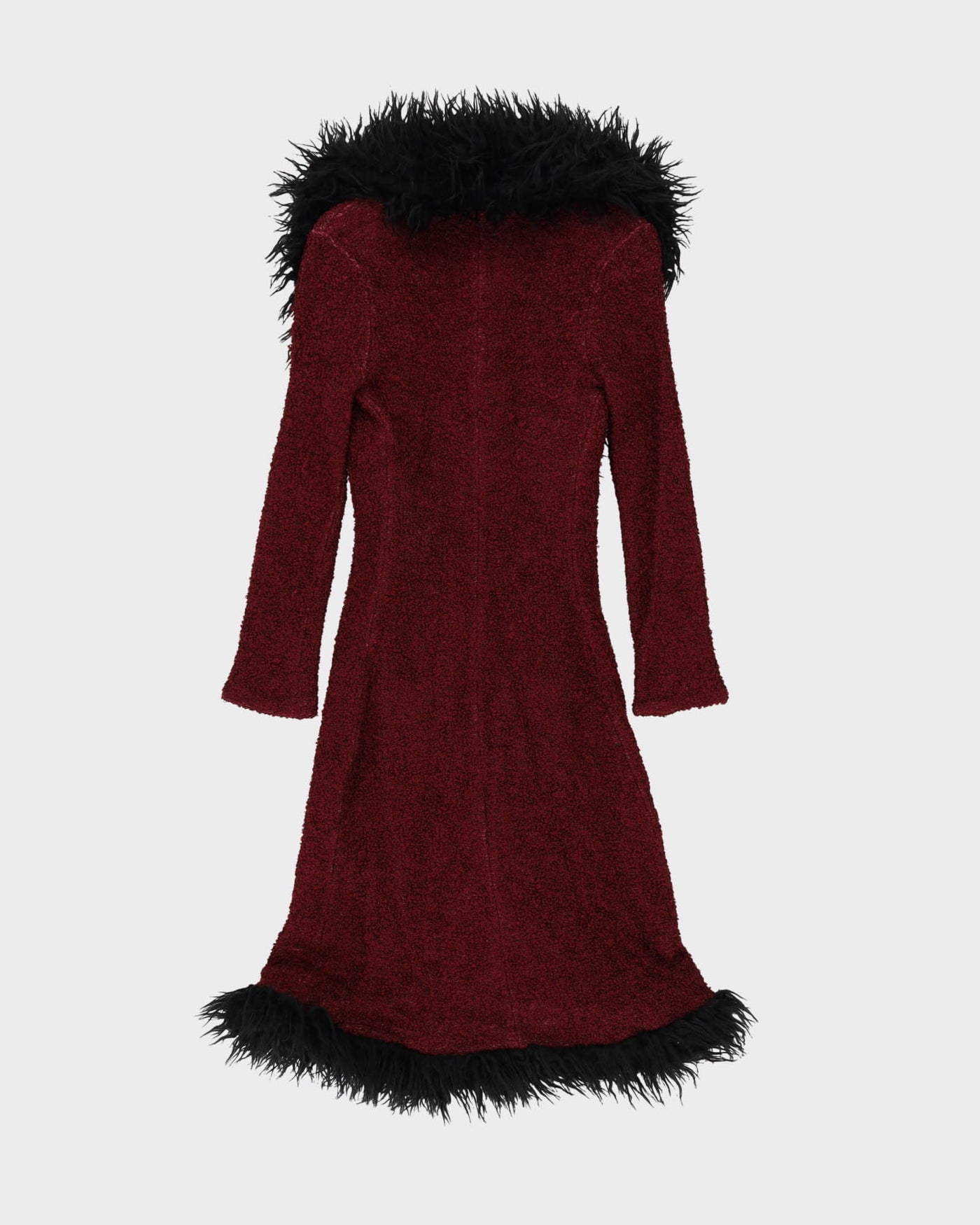 Betsey Johnson Burgundy With Faux Fur Collar Coat - XS
