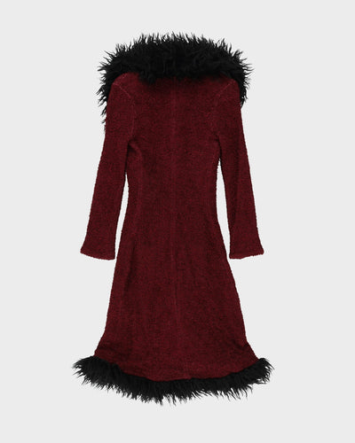Betsey Johnson Burgundy With Faux Fur Collar Coat - XS