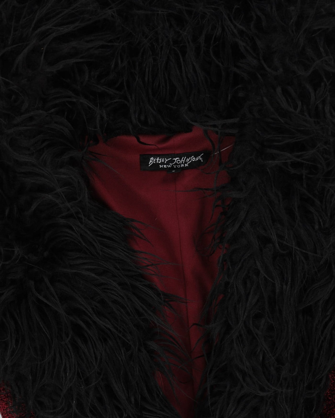 Betsey Johnson Burgundy With Faux Fur Collar Coat - XS